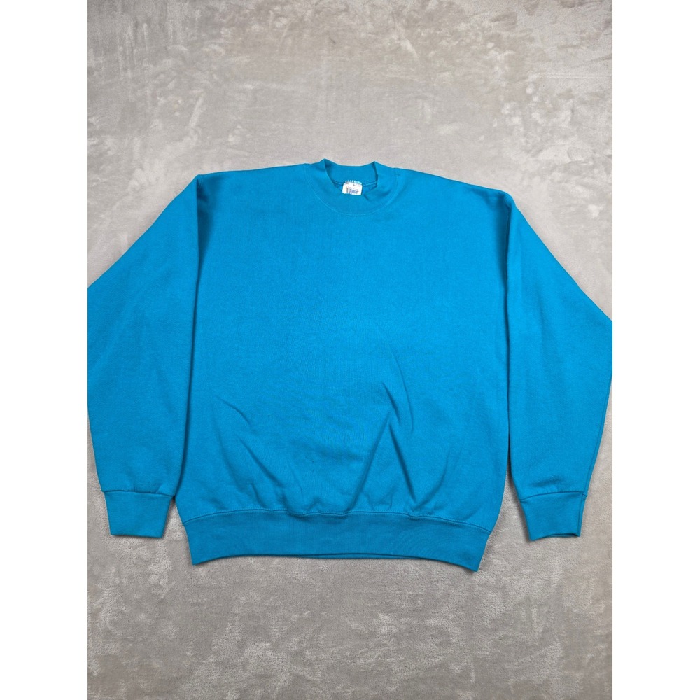 Vintage Official Fan Sportswear Sweatshirt Mens XL Blue Blank Crewneck USA Made